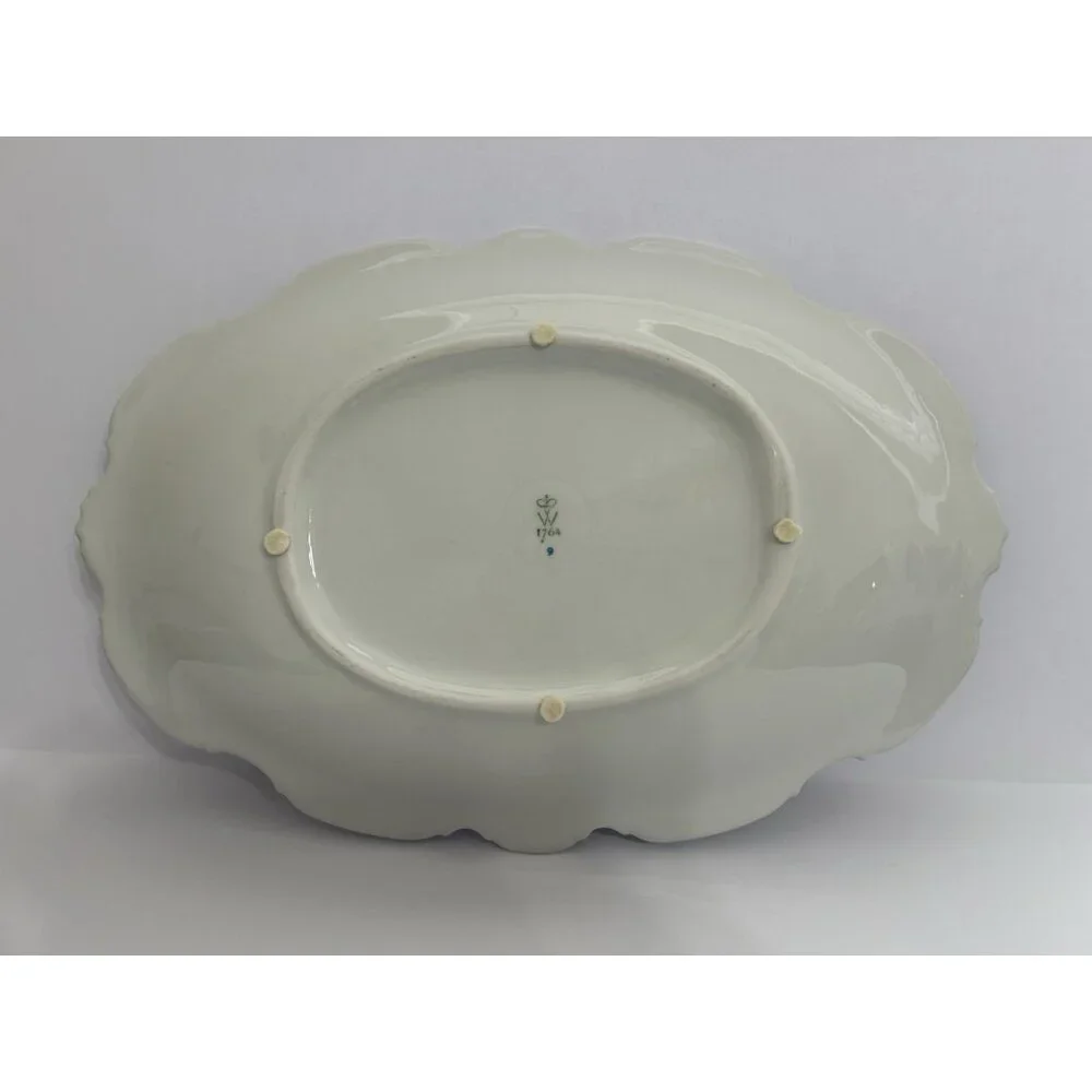 Wallendorf 1764 Oblong Rose Pink and Gold Dish Porcelain Germany 13x9 Inches - Picture 6 of 10
